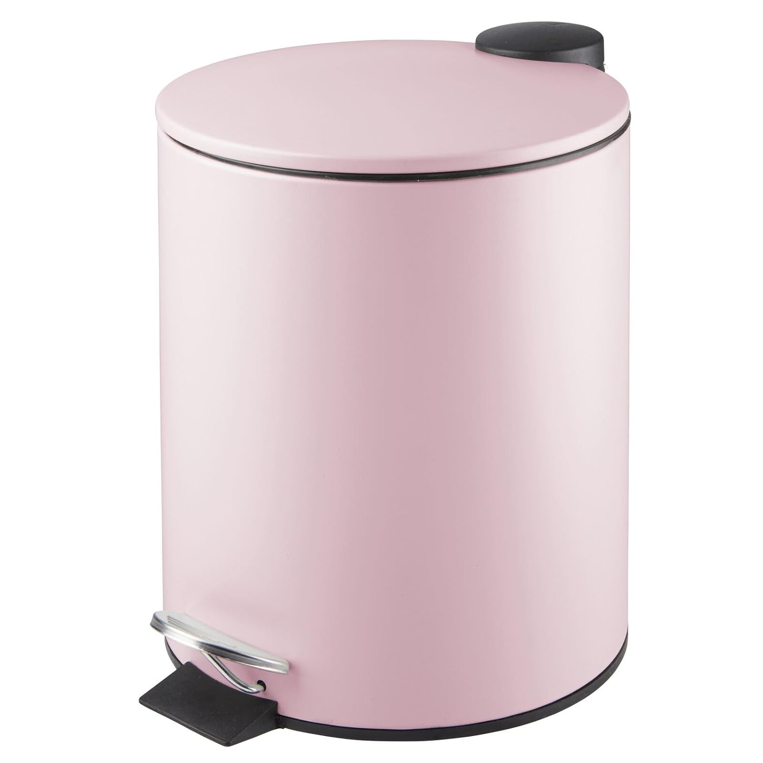 mDesign Metal 1.3 Gallon/5 Liter Round Step Trash Wastebasket. Garbage Container Bin with Lid for Bathroom. Powder Room. Bedroom. Kitchen. Craft Room. Office - Removable Liner Bucket - Soft Brass