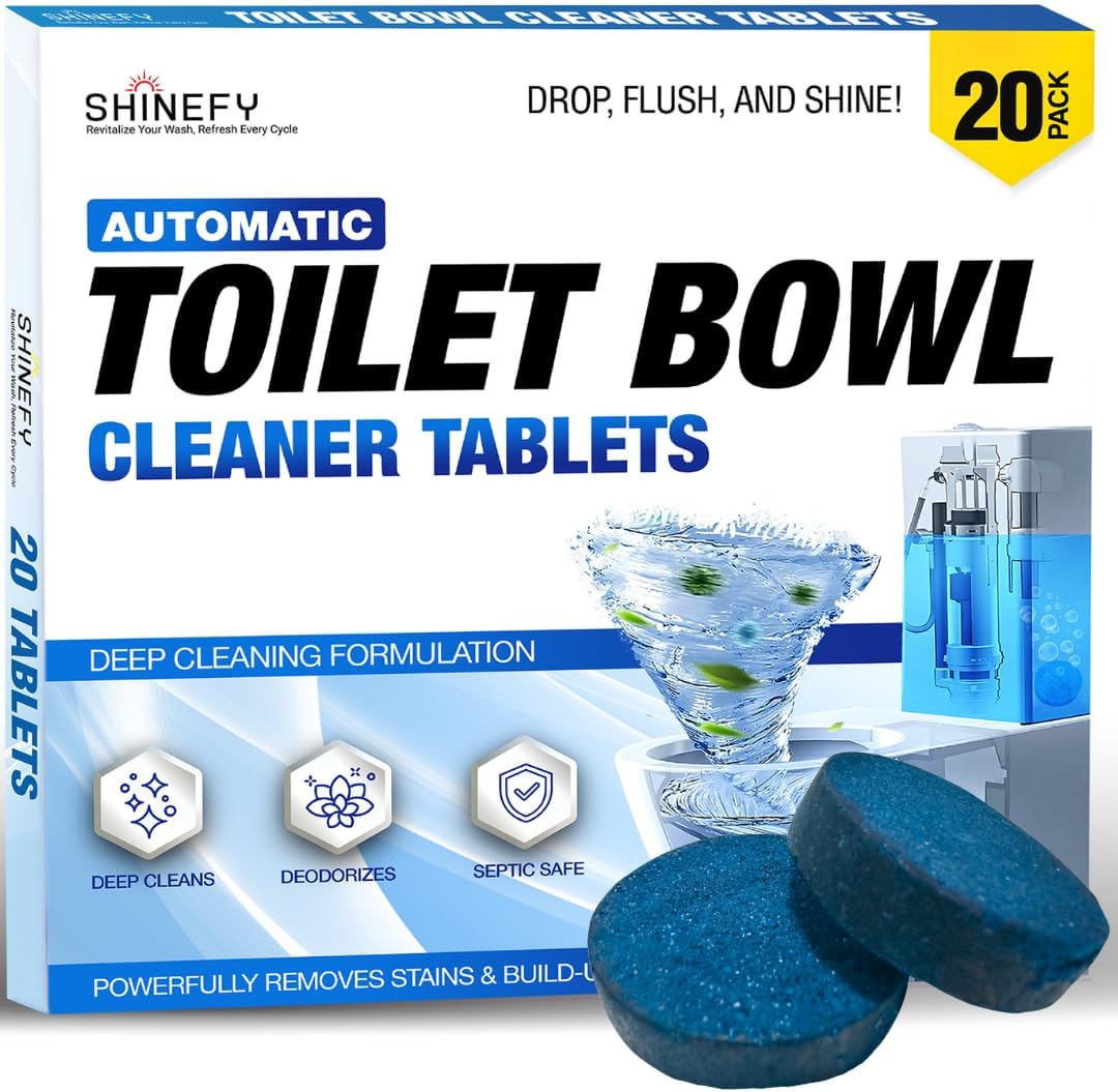 Automatic Toilet Bowl Cleaner Tablets ¨C 20 Tabs - Blue Gel Toilet Tank Cleaners. Hard Water Ring Remover. Septic-Safe Heavy-Duty Stain & Smell Eliminator. Toilet Cleaning & Deodorizer